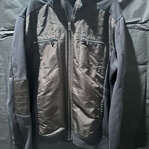 Calvin Klein Black and Gray Puffer Jacket with Athletic Fit